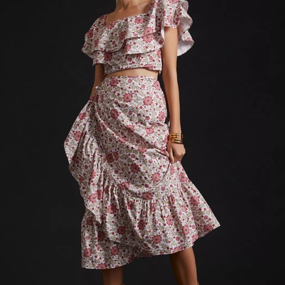 Anthropologie Forever That Girl Wrap Skirt Matching Set Small Pink NWT 2 piece